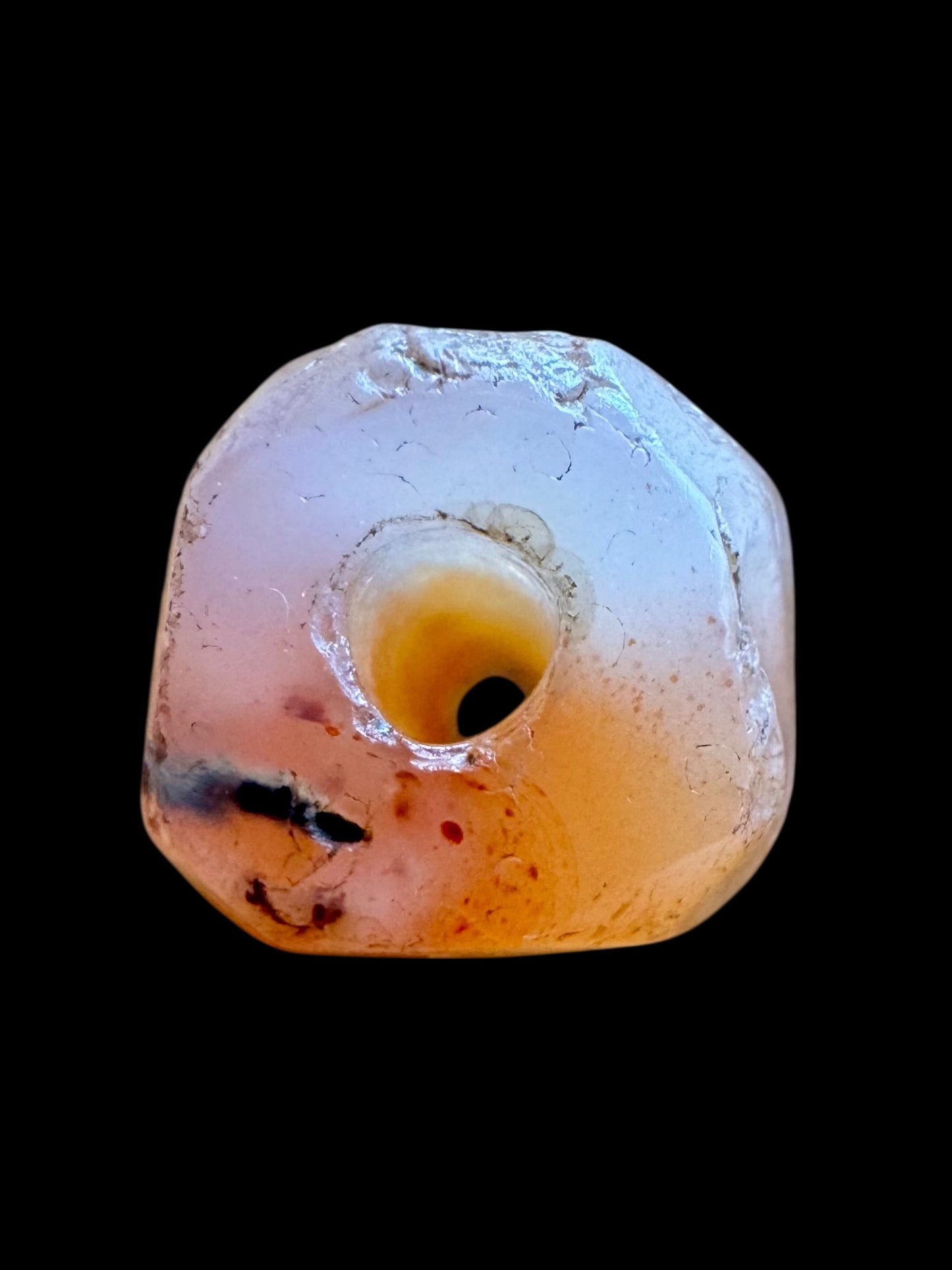Rare Gilgit Carnelian Tapered Cylinder Bead with Eye Structures