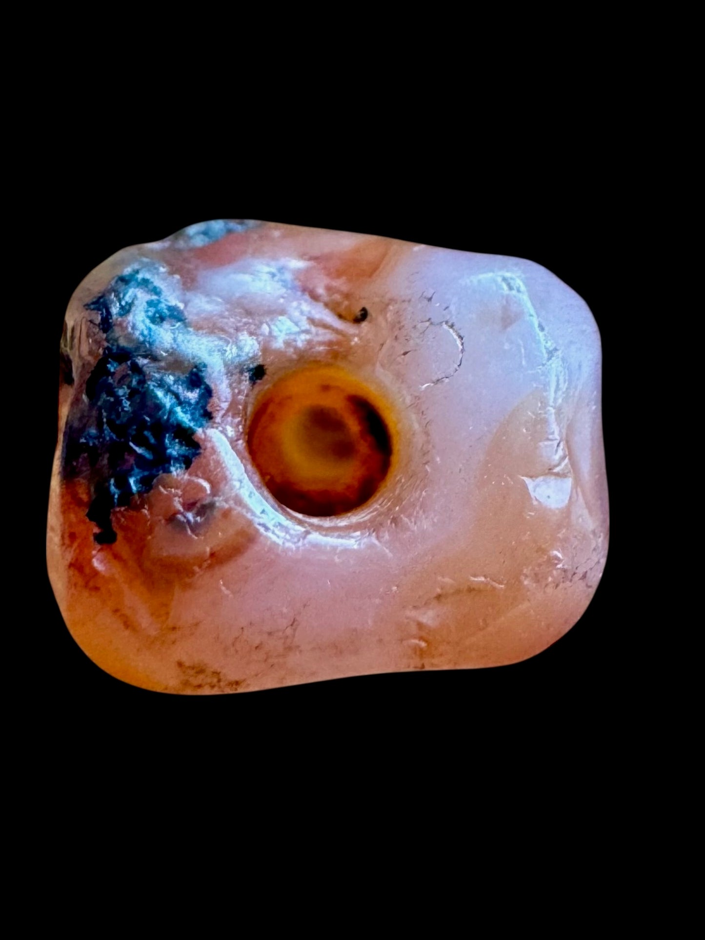 Rare Gilgit Carnelian Tapered Cylinder Bead with Eye Structures