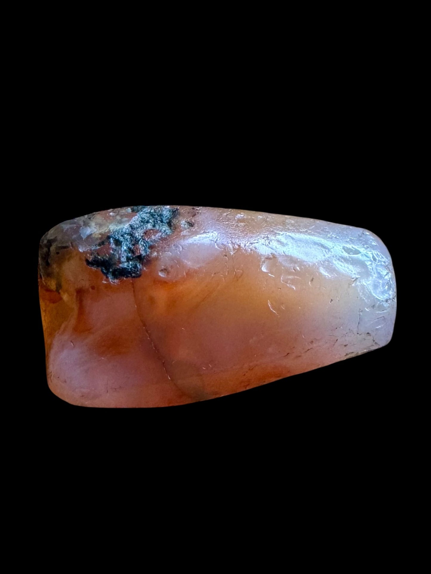 Rare Gilgit Carnelian Tapered Cylinder Bead with Eye Structures